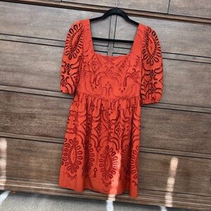 Shoshanna Elegant Orange Embroidered Dress